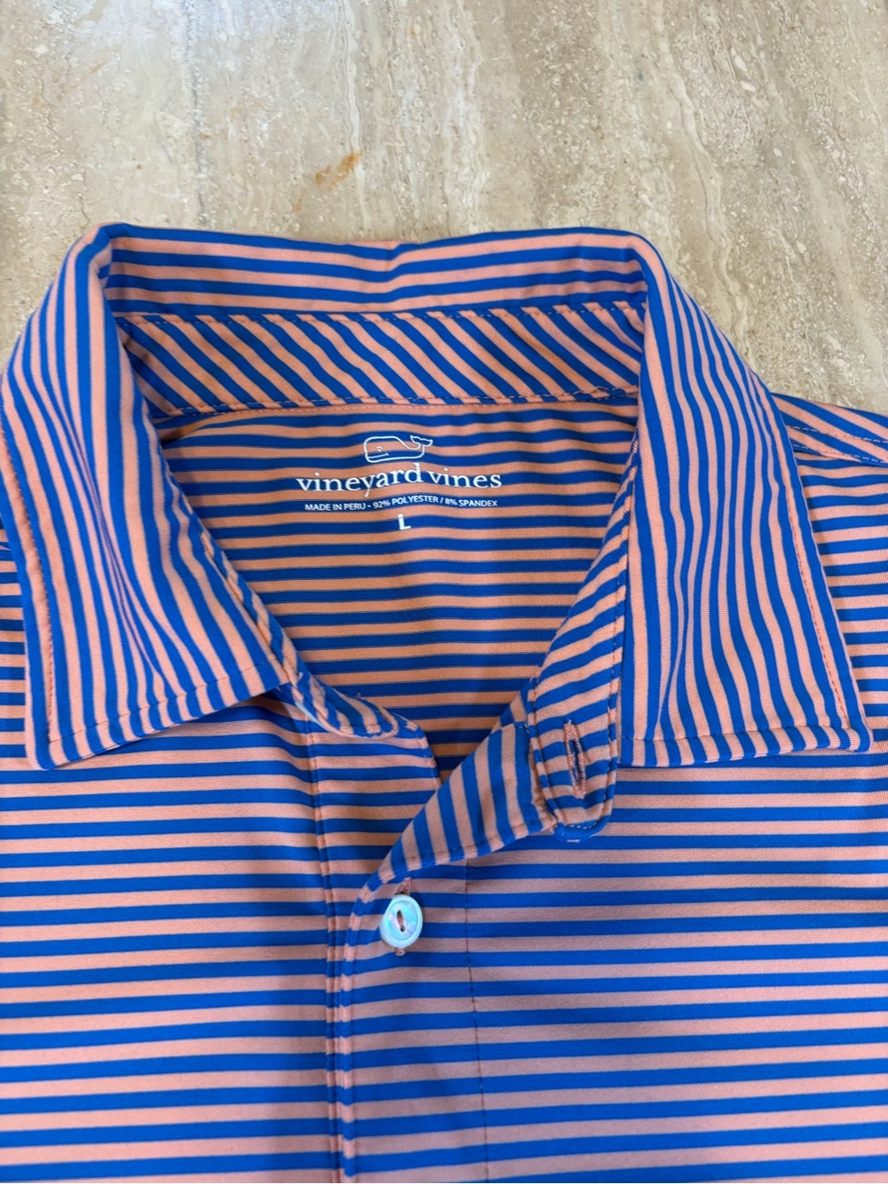 Vineyard Vines Sky Pink and Blue Striped Polo